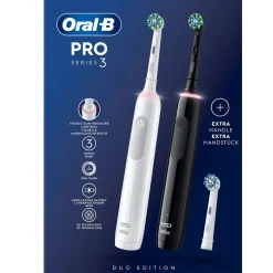 Eltandborste Oral-B Pro3 Duo Black/White med Timerfunktion & 3 Borsthuvuden