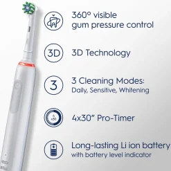 Eltandborste Oral-B Pro3 Duo Black/White med Timerfunktion & 3 Borsthuvuden