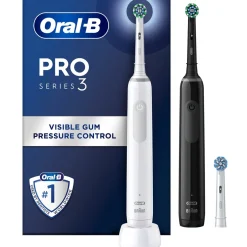 Eltandborste Oral-B Pro3 Duo Black/White med Timerfunktion & 3 Borsthuvuden