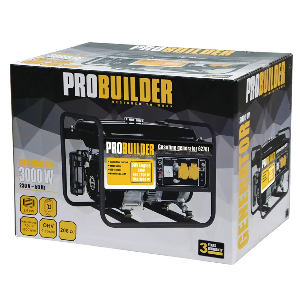 Elverk Probuilder 2600W/Max 3000W (Schuko) 208 cc
