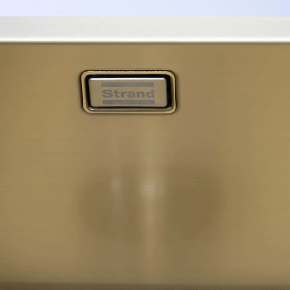 Enkelvask Strand Stainless SOLID med clips och blandarplats PVD Gold