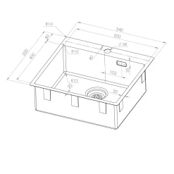 Enkelvask Strand Stainless SOLID med clips och blandarplats