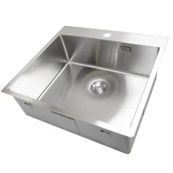 Enkelvask Strand Stainless SOLID med clips och blandarplats
