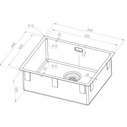 Enkelvask Strand Stainless SOLID med clips PVD Gun Metal