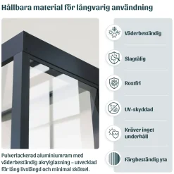 Entrétak Canopia by Palram Sophia Grå/Vit Med Sidovägg 0,9 X 2m