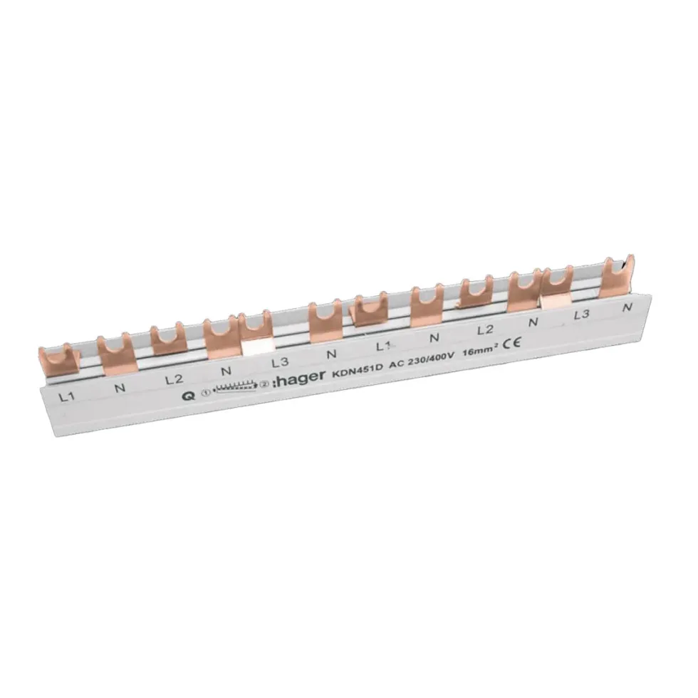 Fasskena Hager 4-polig 16 mm2 12 Moduler för 6 st PSA L1+N L2+N L3+N