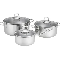Fiskars Gryt- och Kastrullset 3 Delar – Med Glaslock och Non-stick Beläggning