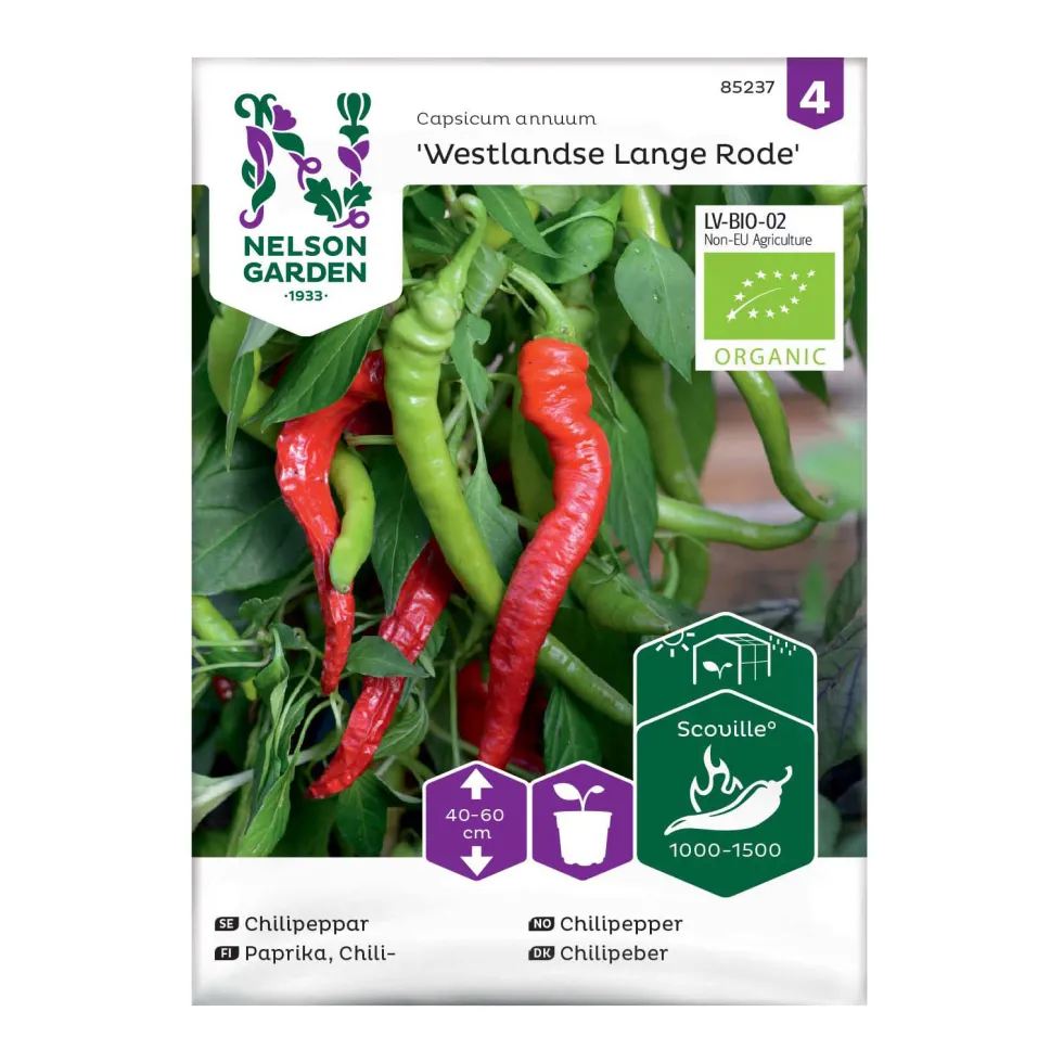 Frö Chilipeppar Nelson Garden Westlandse Lange Rode