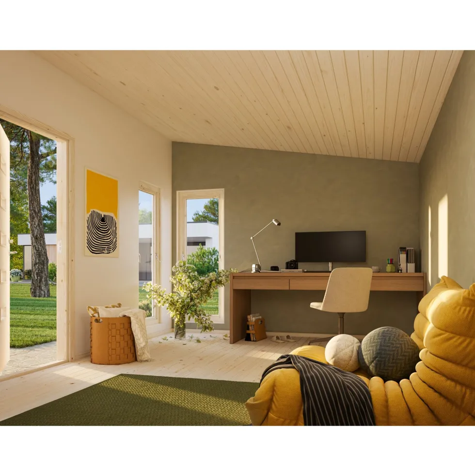 Friggebod Palmako Etta 13,6 m² Komplett Stuga med Pulpettak