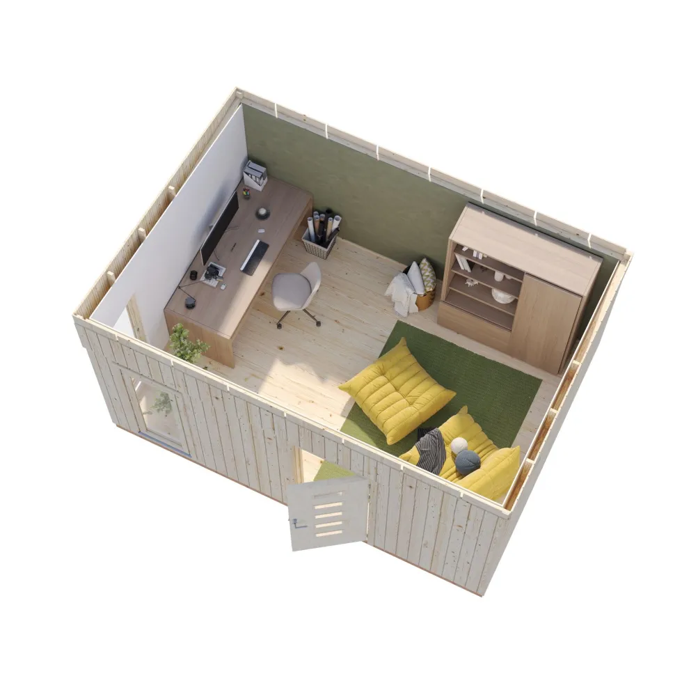 Friggebod Palmako Etta 13,6 m² Komplett Stuga med Pulpettak
