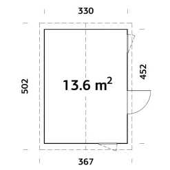 Friggebod Palmako Hedwig 13,6 m² Komplett Stuga med Sadeltak