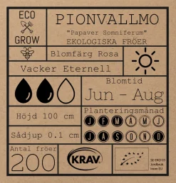 Fröpåse Eco Grow Pionvallmo Papaver Somniferum