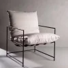 Fåtölj Venture Home Sedalia Beige Linne med Svart Minimalistisk Stålstomme