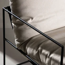 Fåtölj Venture Home Sedalia Beige Linne med Svart Minimalistisk Stålstomme