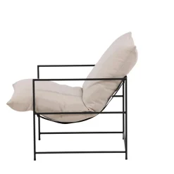 Fåtölj Venture Home Sedalia Beige Linne med Svart Minimalistisk Stålstomme