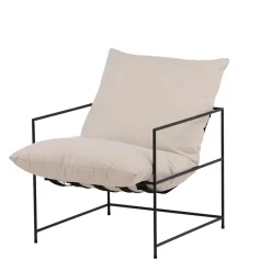 Fåtölj Venture Home Sedalia Beige Linne med Svart Minimalistisk Stålstomme