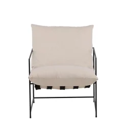 Fåtölj Venture Home Sedalia Beige Linne med Svart Minimalistisk Stålstomme