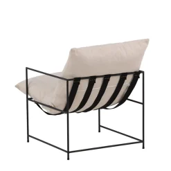 Fåtölj Venture Home Sedalia Beige Linne med Svart Minimalistisk Stålstomme