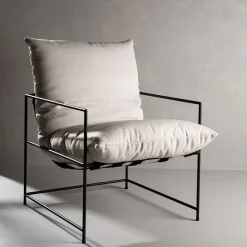 Fåtölj Venture Home Sedalia Beige Linne med Svart Minimalistisk Stålstomme