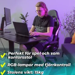 Gamingstol Kuura RGB Svart Justerbar med Inbyggda RGB-Lampor
