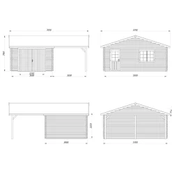 Garage Palmako Roger med Carport 36,5 m2 och Slagport