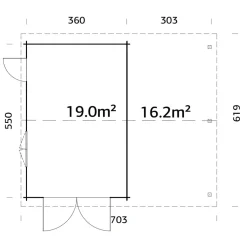 Garage Palmako Roger med Carport 36,5 m2 och Slagport