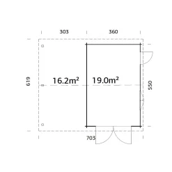 Garage Palmako Roger med Carport 36,5 m2 och Slagport