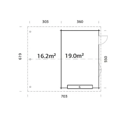 Garage Palmako Roger med Carport 36,5 m2 och Takskjutport
