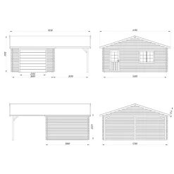 Garage Palmako Roger med Carport 36,5 m2 och Takskjutport