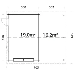 Garage Palmako Roger med Carport 36,5 m2 och Takskjutport