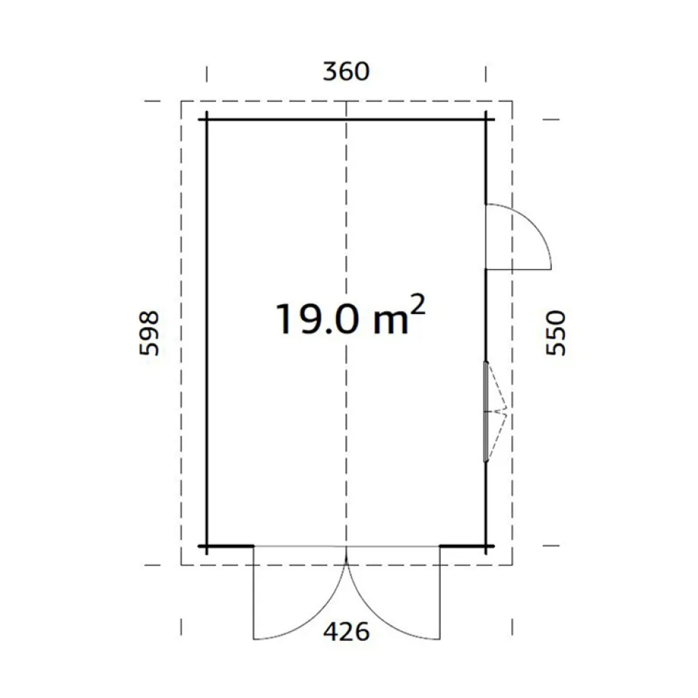 Garage Palmako Roger 19,0 m2 med Dörr