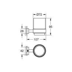 Glas Grohe Essentials Cube med Hållare