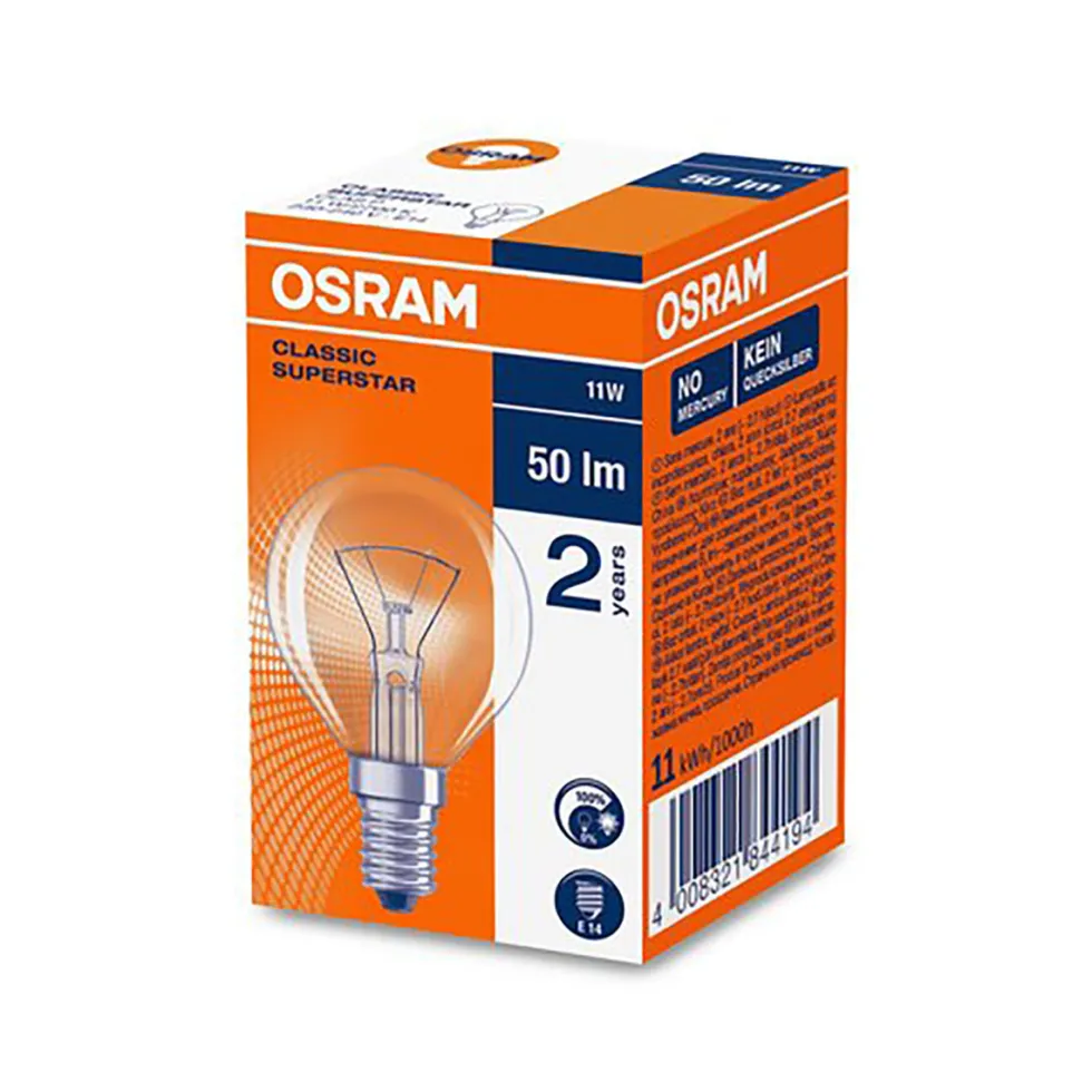 Glödlampa Osram Klot 11W E14 Klar Cl P (59lm)