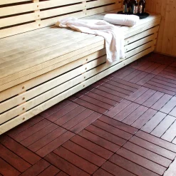 Golvplatta Hestraplattan Woodlook Mahogany Golvtrall för Balkong & Terrass