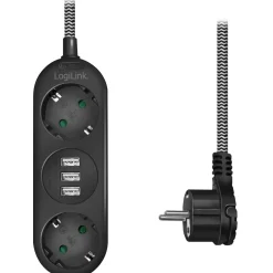 Grenuttag LogiLink Jordat 2-vägs 3xUSB Flat Plugg