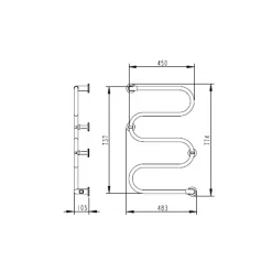 Handdukstork Purmo LVI Athena S50W. 450x737 mm. Krom.
