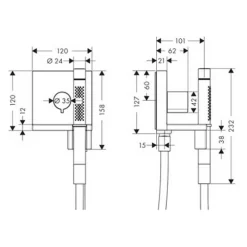 Handduschmodul Axor ShowerCollection 120/120 Square för Inbyggnad