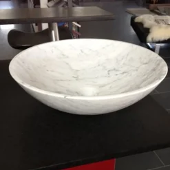 Handfat Italian Marble Carrara Polerad Rund