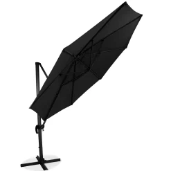 Hängparasoll Hillerstorp SideWinder XL Svart Ø350 cm - Ställbart Parasoll med Kryssfot