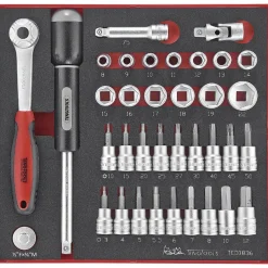 Hylsnyckelsats 36 delar med 3/8 tum fyrkantsfäste Teng Tools TED3836