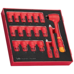 Hylsnyckelsats Teng Tools Med 3/8 Tum Fyrkantsfäste TEDV3818 1000 V 18-Delar