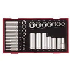 Hylssats 32 delar med 1/4 tum och 3/8 tum fyrkantsfäste Teng Tools TTAF32