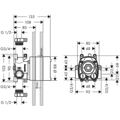 Inbyggnadsdel Axor ShowerCollection för Termostatmodul 120/120