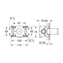 Inbyggnadsdel Grohe Grohtherm F för Väggduschkoppling