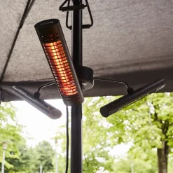 Infravärmare HEAT1 ECO High-line 3x670W Terrassvärmare för Parasol, Svart Aluminium