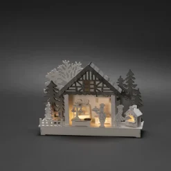 Julby Gnosjö Konstsmide Motiv Hus Trä 4 LED