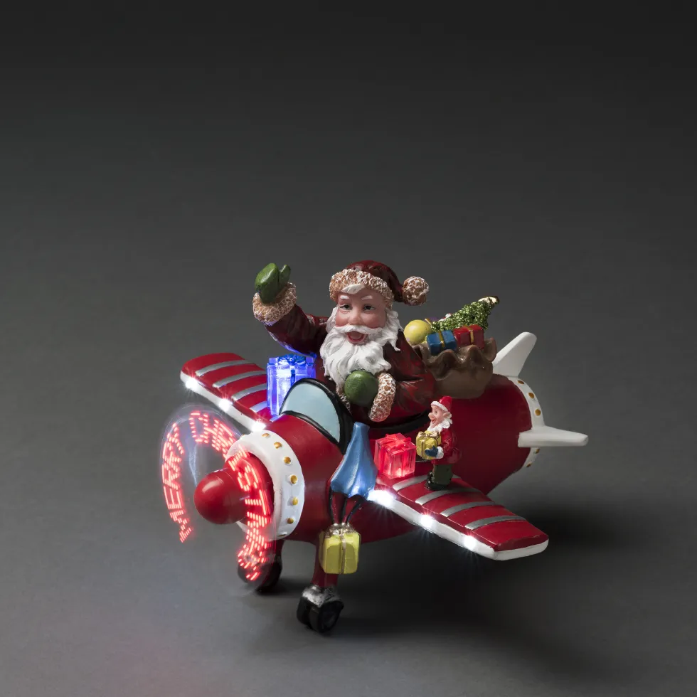 Juldekoration Gnosjö Konstsmide Fiberoptiskt Flygplan med Tomte