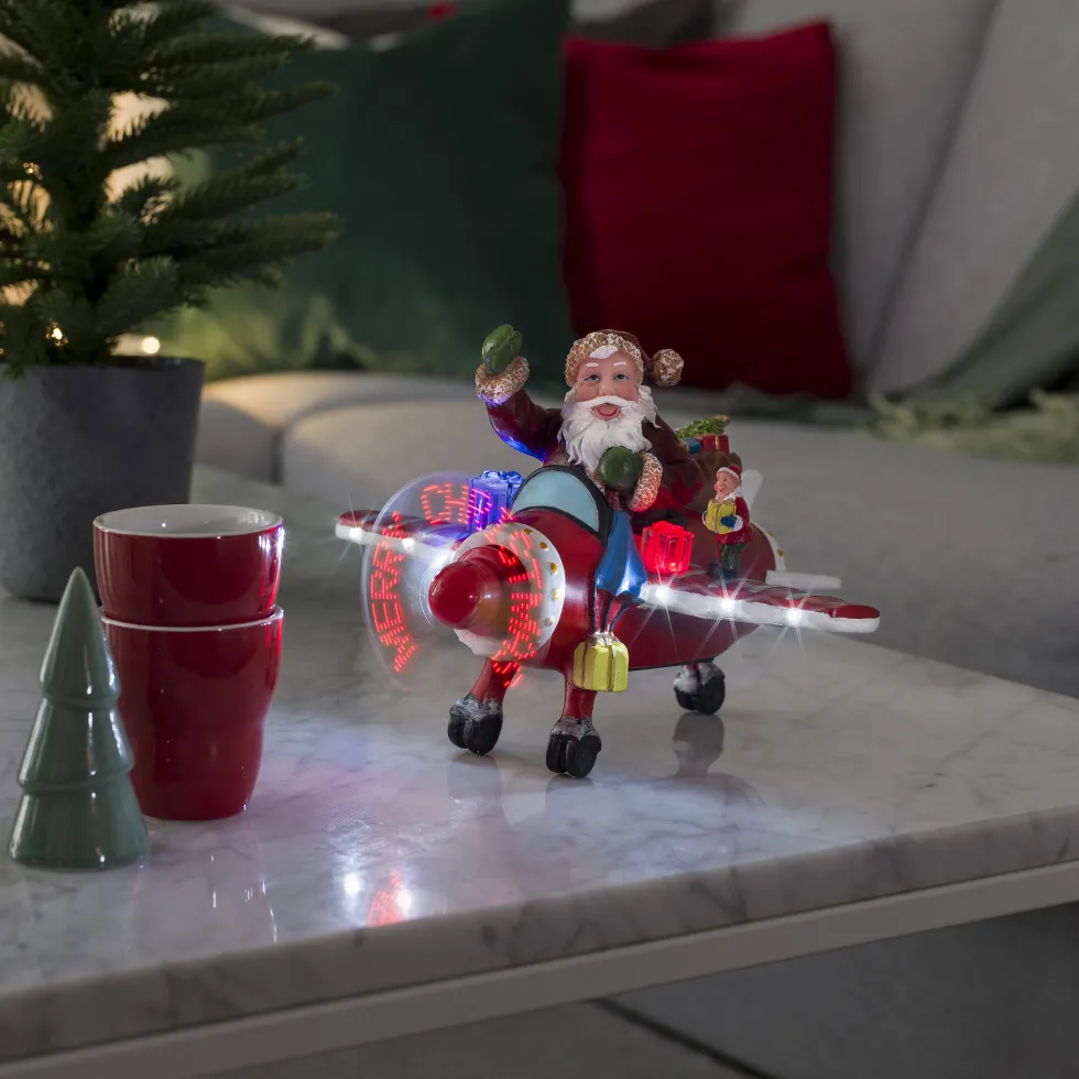 Juldekoration Gnosjö Konstsmide Fiberoptiskt Flygplan med Tomte