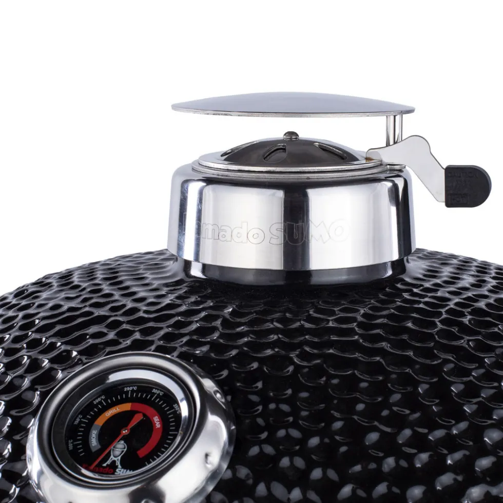 Kamadogrill Kamado Sumo Signature Pro Svart Keramisk Grill Rostfritt Stål med Optimerat Luftflöde