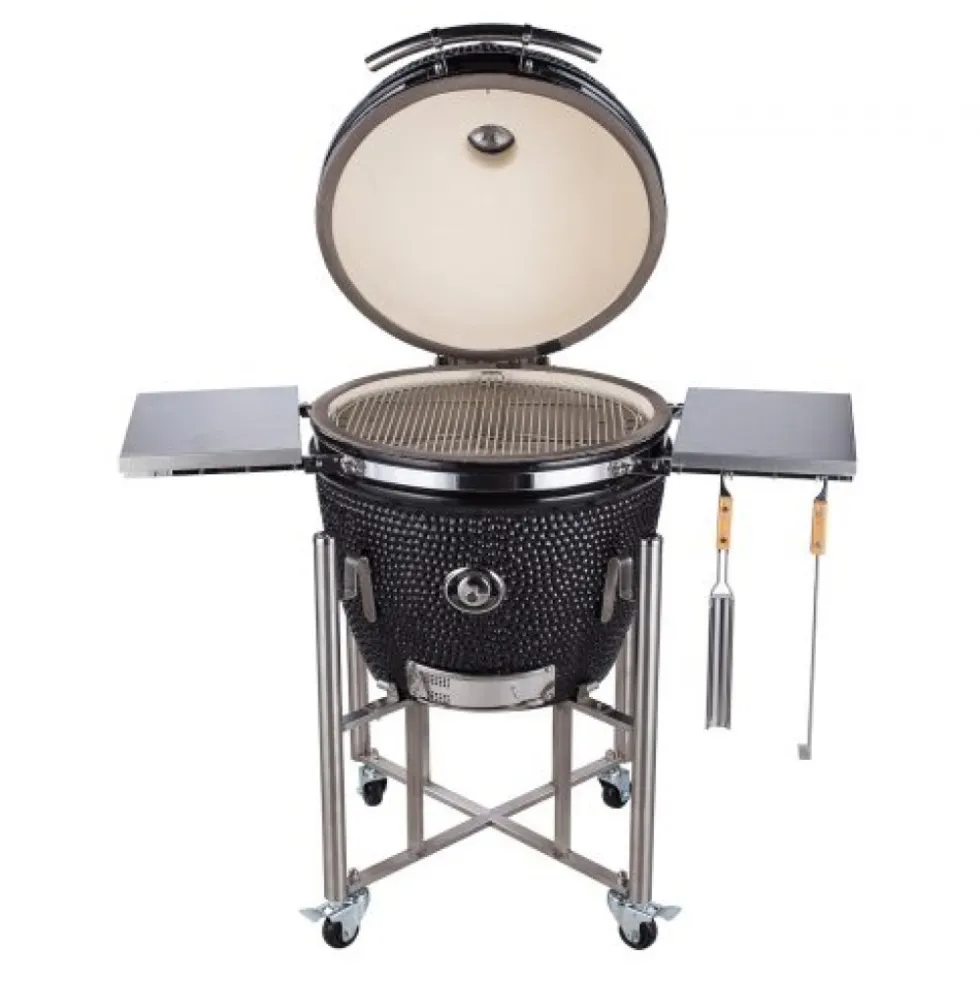 Kamadogrill Kamado Sumo Signature Pro Svart Keramisk Grill Rostfritt Stål med Optimerat Luftflöde
